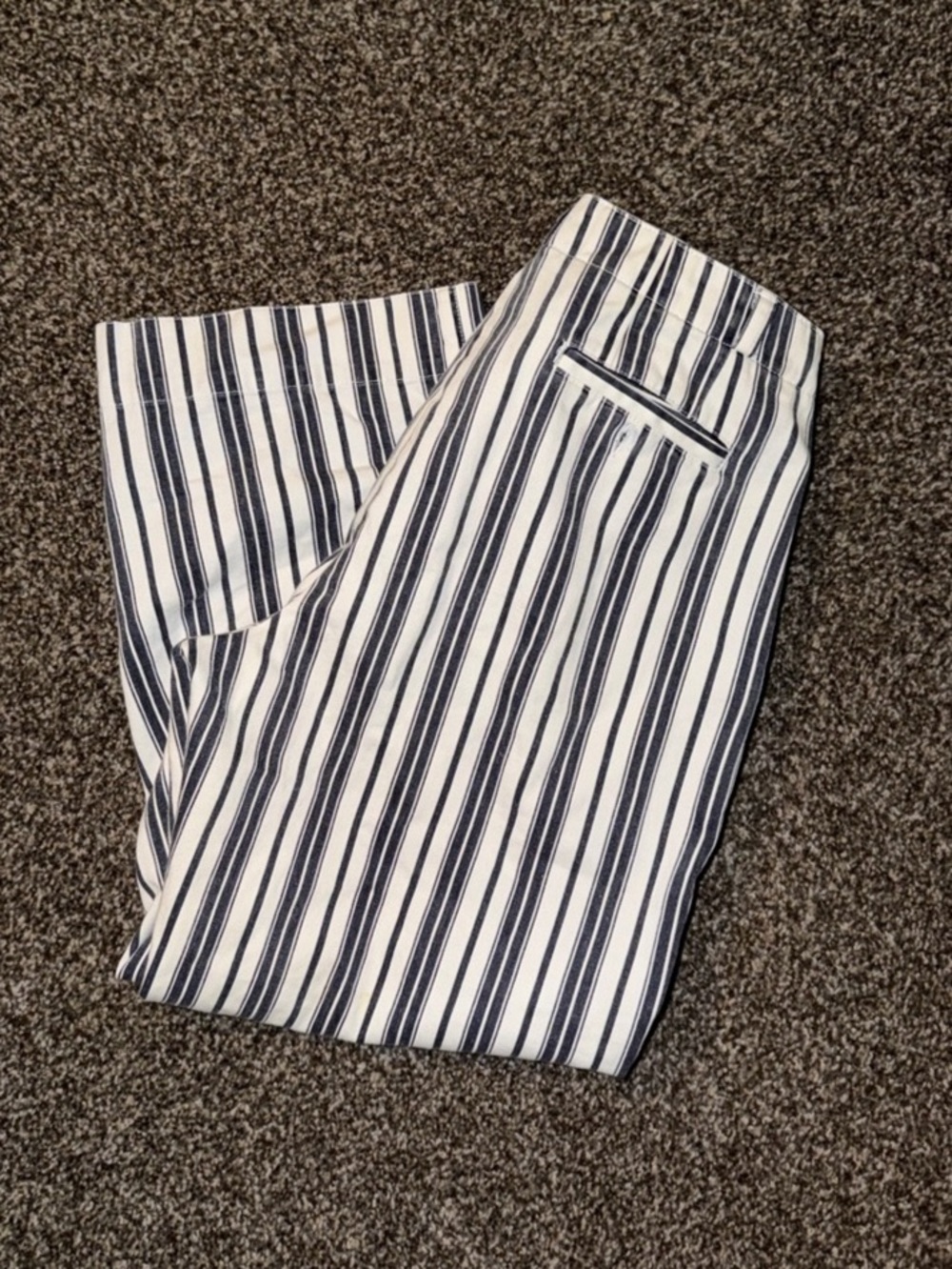 Gap Striped Ankle Pants in White & Blue Size 6